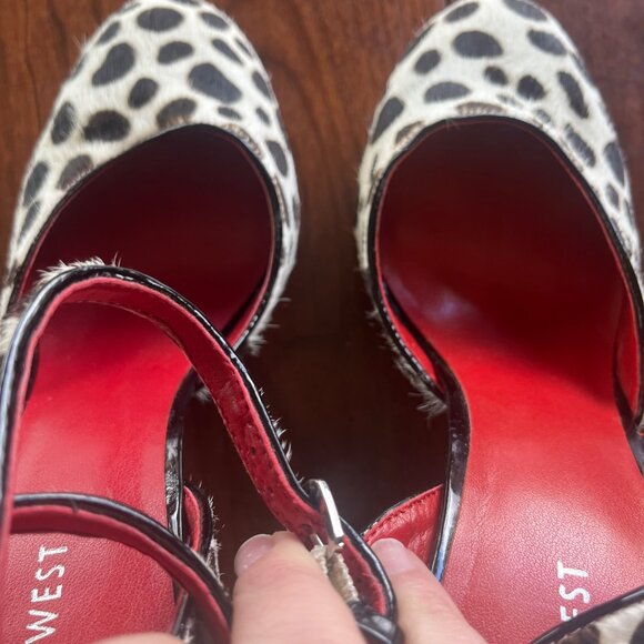 Nine West Black & White Leopard-Print Heels With Red Interior Womens Size 10M Fa - Picture 8 of 9